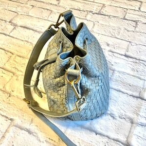 VALENTINA REAL LEATHER WOVEN HANDBAG - NWOT